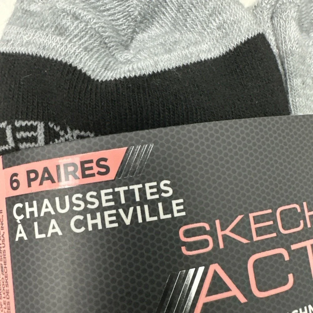 SKECHERS ACTIVE Women's Socks Low Cut‎ Cushion Arch Support 6 Pair Shoe SZ 6-9.5
